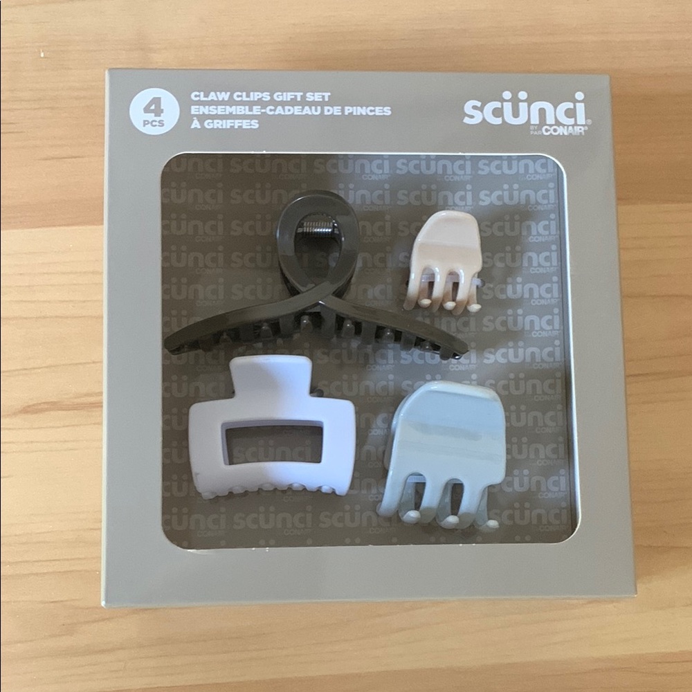 Scunci Hair Claw Clips Set - Black, White, Tan, Gray